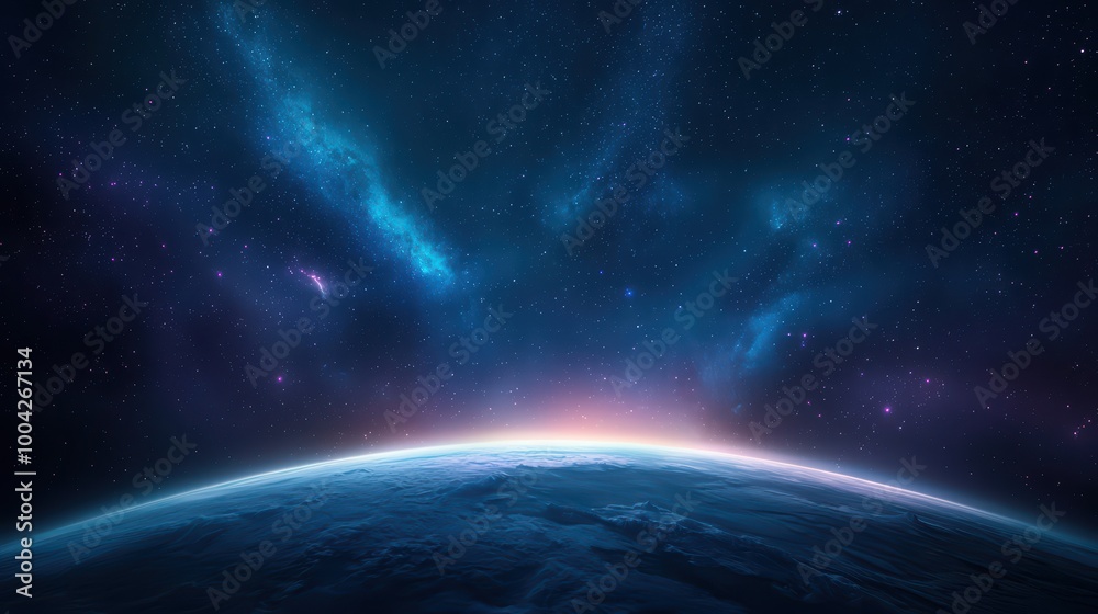 Obraz premium Mystical view of Earth from space at twilight