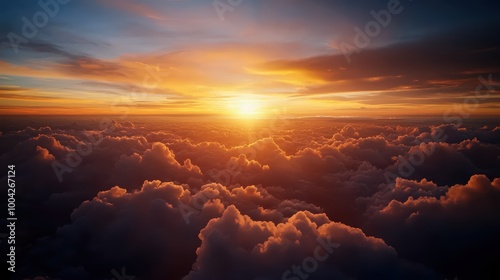 Breathtaking sunset over a sea of clouds photo