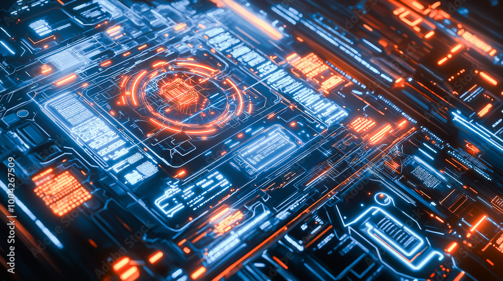 Futuristic Circuit Board - Neon Glow