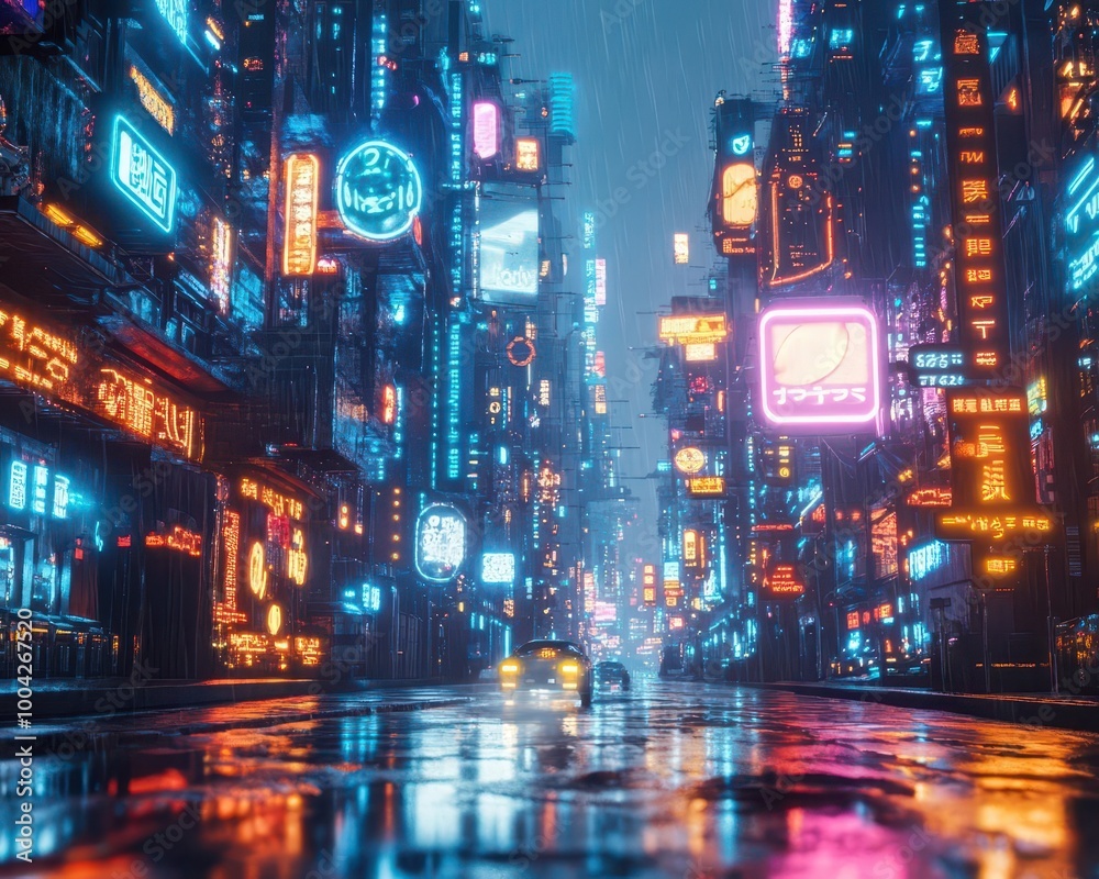 Roadside attractions in a futuristic neon-lit city with holographic guides Futuristic Neon High Detail Roadside attractions in a futuristic neon-lit city with holographic guides Futuristic Neon High Detail