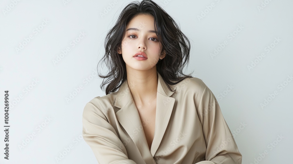 Asian fashion model with clean skin and elegant style. Asian fashion model with clean skin and elegant style.