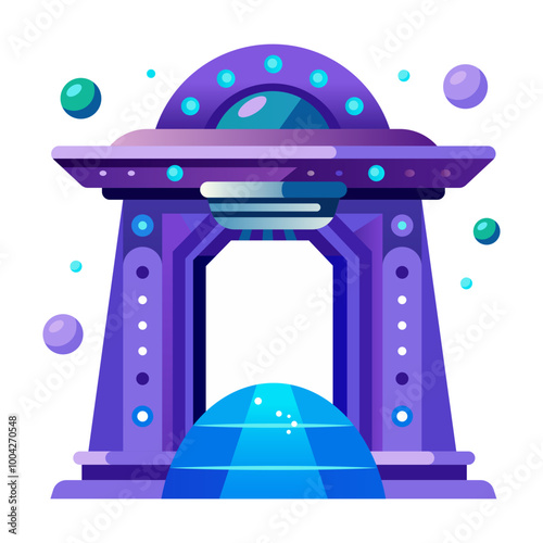 Space portal icon in flat style 