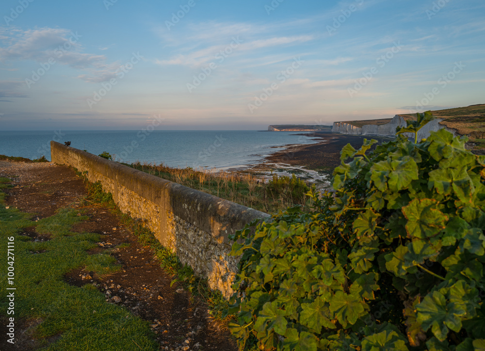 Obraz premium Golden hour image at Birling Gap, Sussex, UK