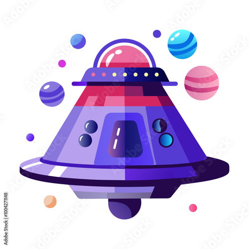 Space portal icon in flat style 