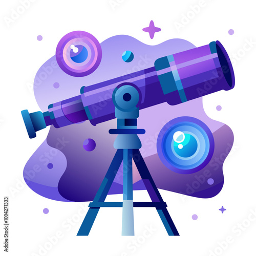 Space telescope icon in flat style 