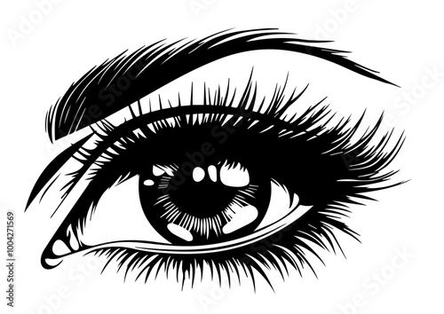detailed eye illustration with expressive lashes
