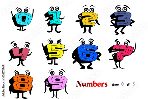 Funny colorful numbers learning  for kids from zero till nine