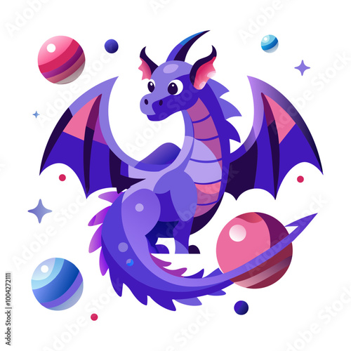 A flat icon of space dragon 
