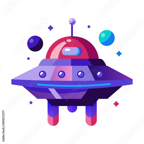 Alien ufo icon in flat style 