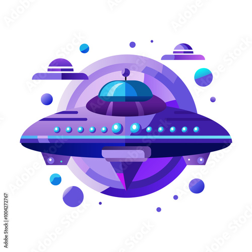A flat style icon of flying saucer 
