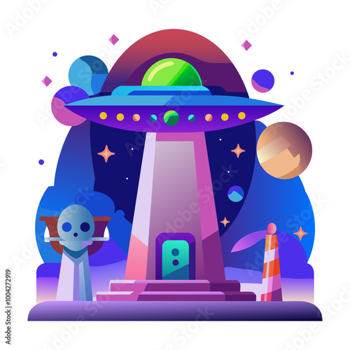 Space portal icon in flat style 