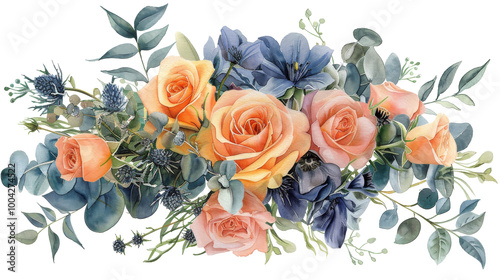 A Bouquet of Colorful Flowers on White Background