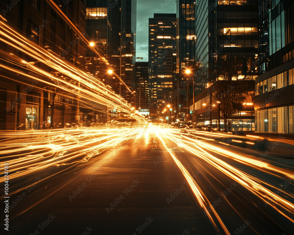 visualisation of data information transfer flowing between businesses at lightening speed