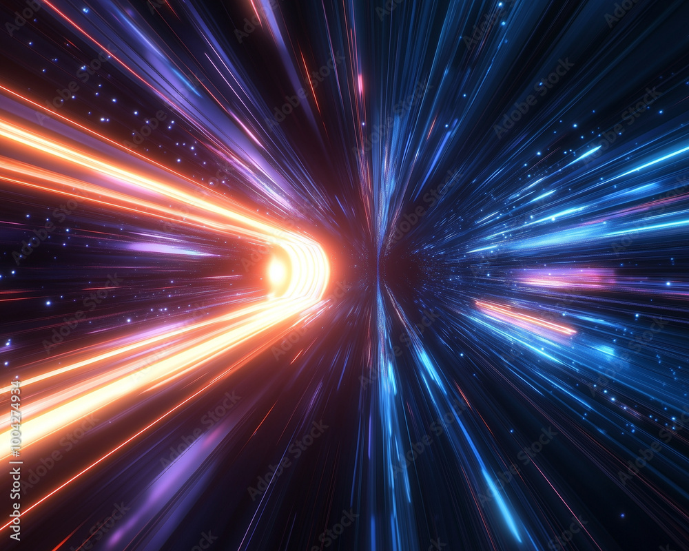 Naklejka premium visualisation of data information transfer flowing through the universe at the speed of light