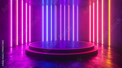 Neon Lights Background - Colorful Abstract 3D Render