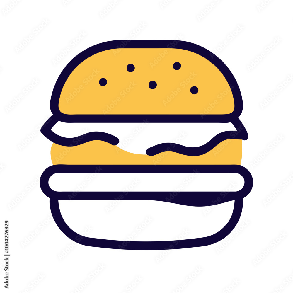 Burger icon with black and yellow accents Burger icon with black and yellow accents