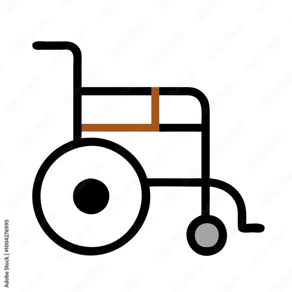 Wheelchair icon with black and orange accents Wheelchair icon with black and orange accents
