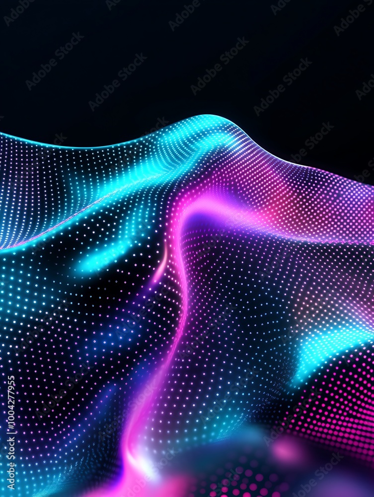 Abstract digital wave with vibrant colors in a mesmerizing pattern, ideal for modern design projects. A minimalist poster in metallic and chrome gradient style. Abstract digital wave with vibrant colors in a mesmerizing pattern, ideal for modern design projects. A minimalist poster in metallic and chrome gradient style.