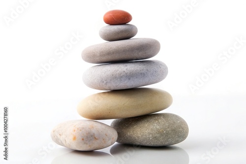 pile of stones isolated on white background, minimalist aesthetic