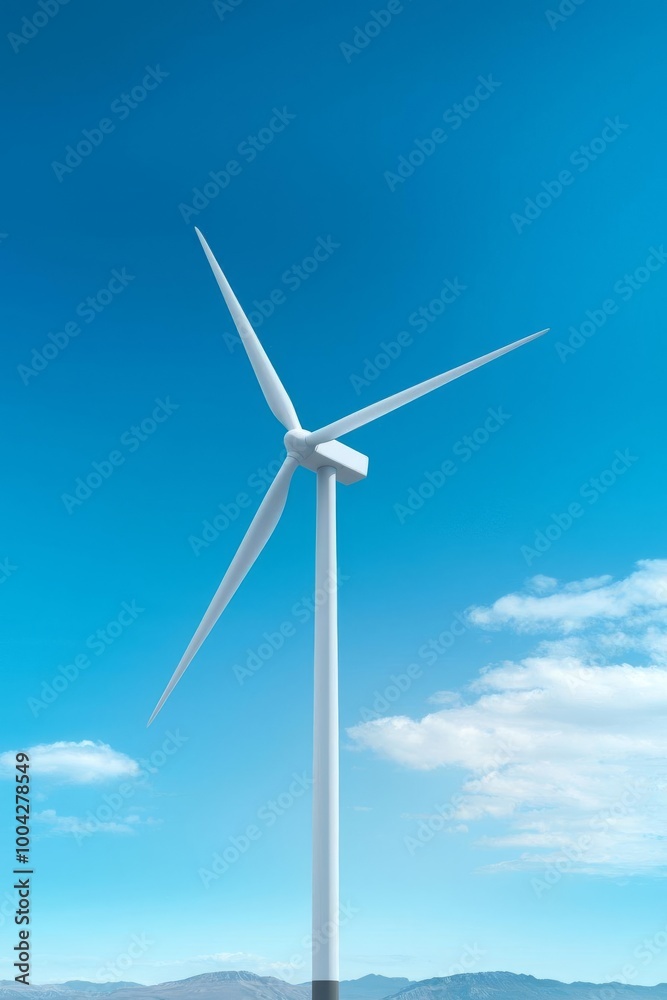 Aerial View of Wind Farm with Spinning Turbines Under Clear Blue Sky Sustainable Energy Source Aerial View of Wind Farm with Spinning Turbines Under Clear Blue Sky Sustainable Energy Source