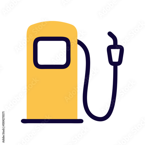 Yellow gas pump icon with a blue nozzle in flat design