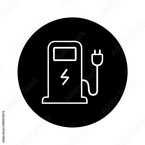 Electric fuel pump icon in black and white line art