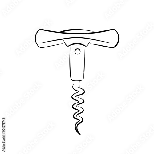 Corkscrew icon in simple black and white line art