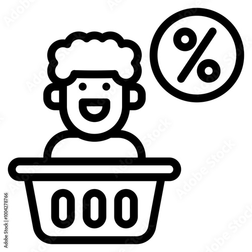 discount outline icon and illustration