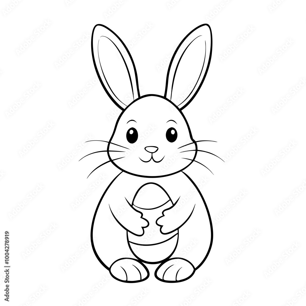 Black and white illustration of the Easter bunny in the form of simple lines Black and white illustration of the Easter bunny in the form of simple lines