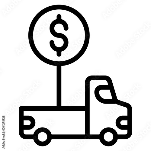 truck sale outline icon and illustration