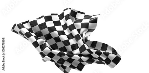  Image of motor racing black and white checkered finish flag waving photo