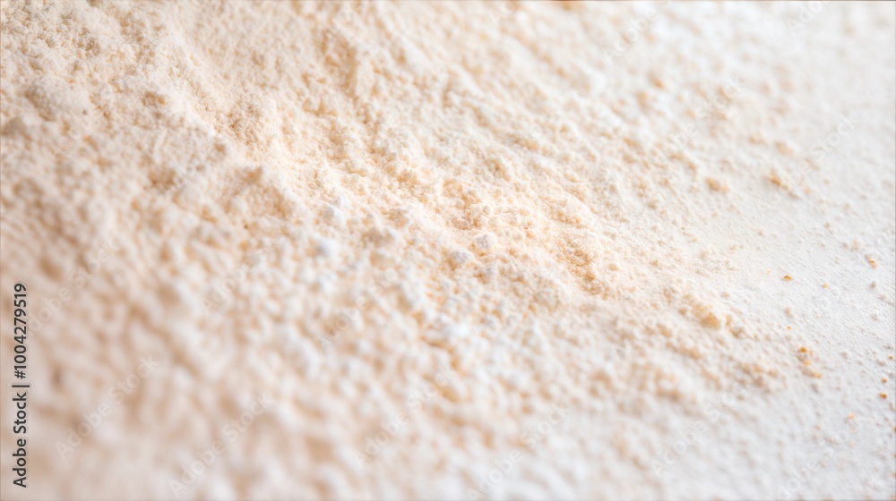 Closeup of fine white flour texture with soft lighting for baking backgrounds Closeup of fine white flour texture with soft lighting for baking backgrounds