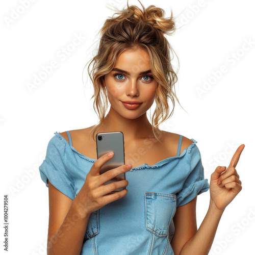Woman Holding Smart Phone and Giving Thumbs Up