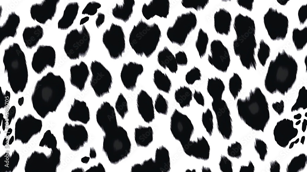 Seamless pattern of black leopard print on a white background. Seamless pattern of black leopard print on a white background.