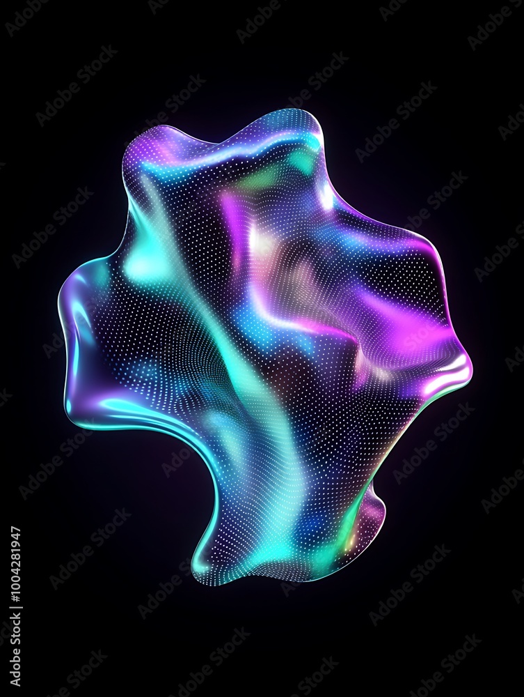 Abstract fluid shape with vibrant colors on a black background, perfect for modern design projects. A minimalist poster in metallic and chrome gradient style. Abstract fluid shape with vibrant colors on a black background, perfect for modern design projects. A minimalist poster in metallic and chrome gradient style.