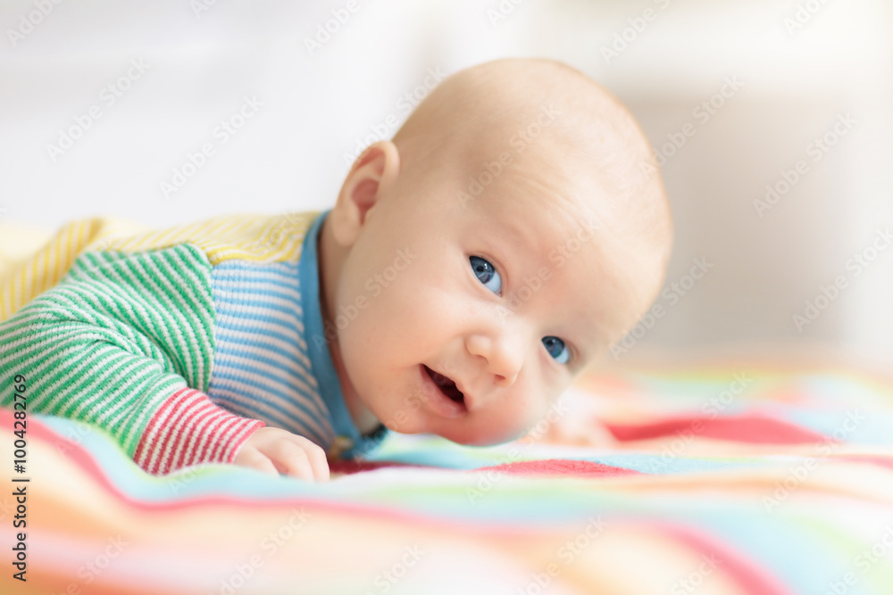 Little baby on white bed Little baby on white bed