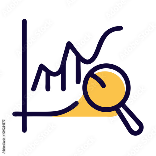 Analytics icon with magnifying glass and upward graph line