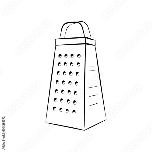 Grater icon in simple black and white line art style