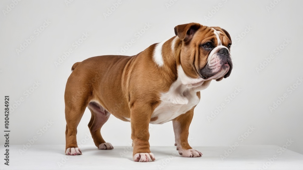 Red english bulldog on grey background Red english bulldog on grey background