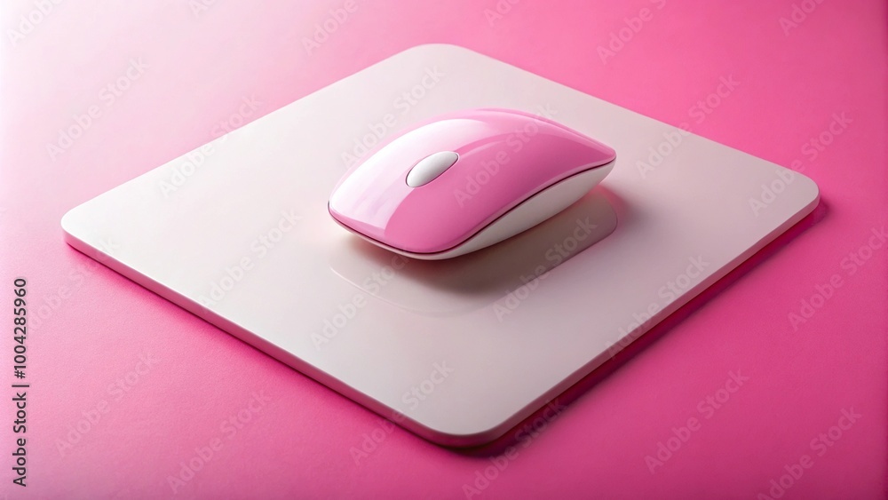 Pink mouse pad with white mouse reflected on top Pink mouse pad with white mouse reflected on top