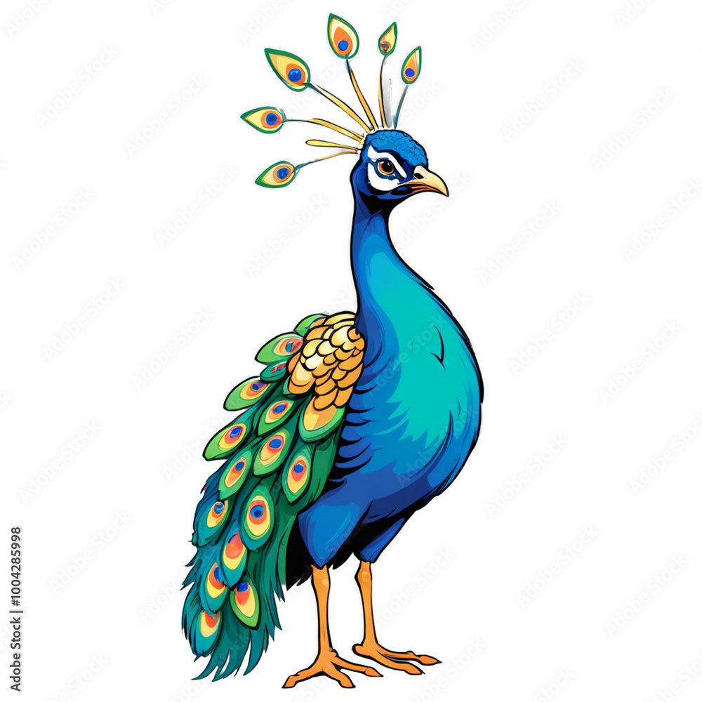 Fototapeta premium Colorful graffiti artwork of a funny peacock