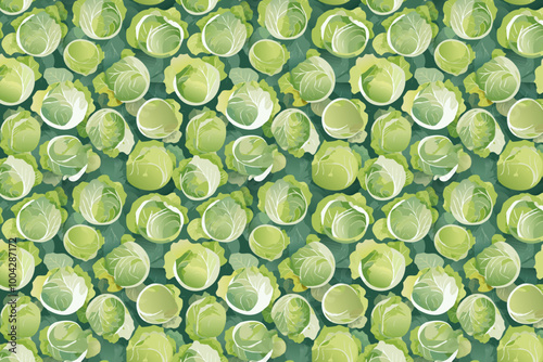 Seamless pattern with fresh cabbage. Vector illustration for your design