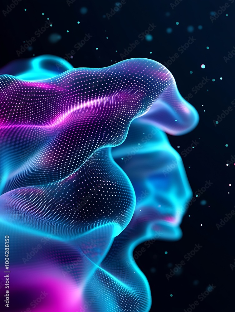 Abstract representation of emotions and thoughts through vibrant, flowing colors and shapes. A minimalist poster in metallic and chrome gradient style. Abstract representation of emotions and thoughts through vibrant, flowing colors and shapes. A minimalist poster in metallic and chrome gradient style.