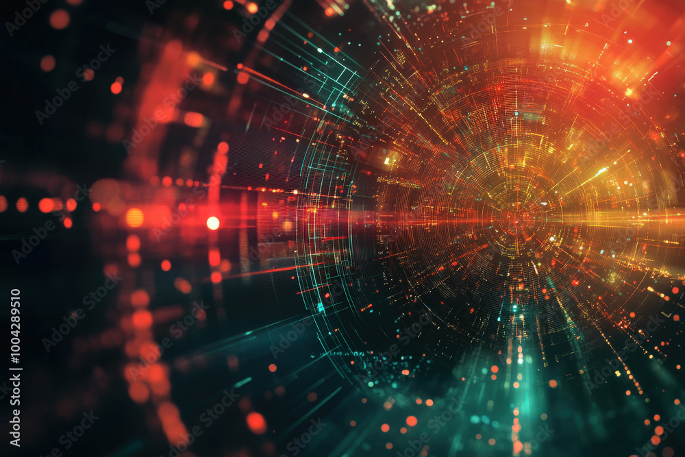 An abstract representation of digital energy flows and vibrant light trails creating a futuristic vortex in a cosmic space. Generative AI An abstract representation of digital energy flows and vibrant light trails creating a futuristic vortex in a cosmic space. Generative AI
