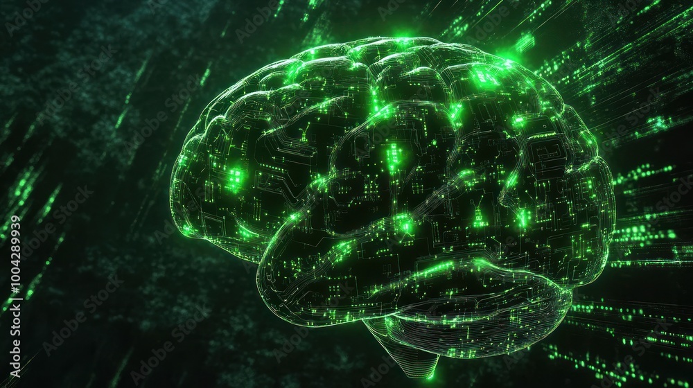 Neon brain with advanced networked circuits glow Neon brain with advanced networked circuits glow