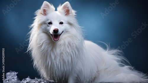 white fluffy dog photo generative ai