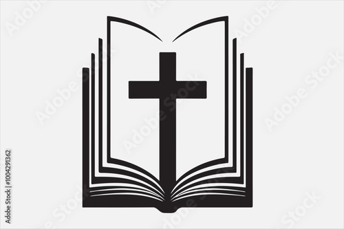 Silhouette of a holy Bible and cross