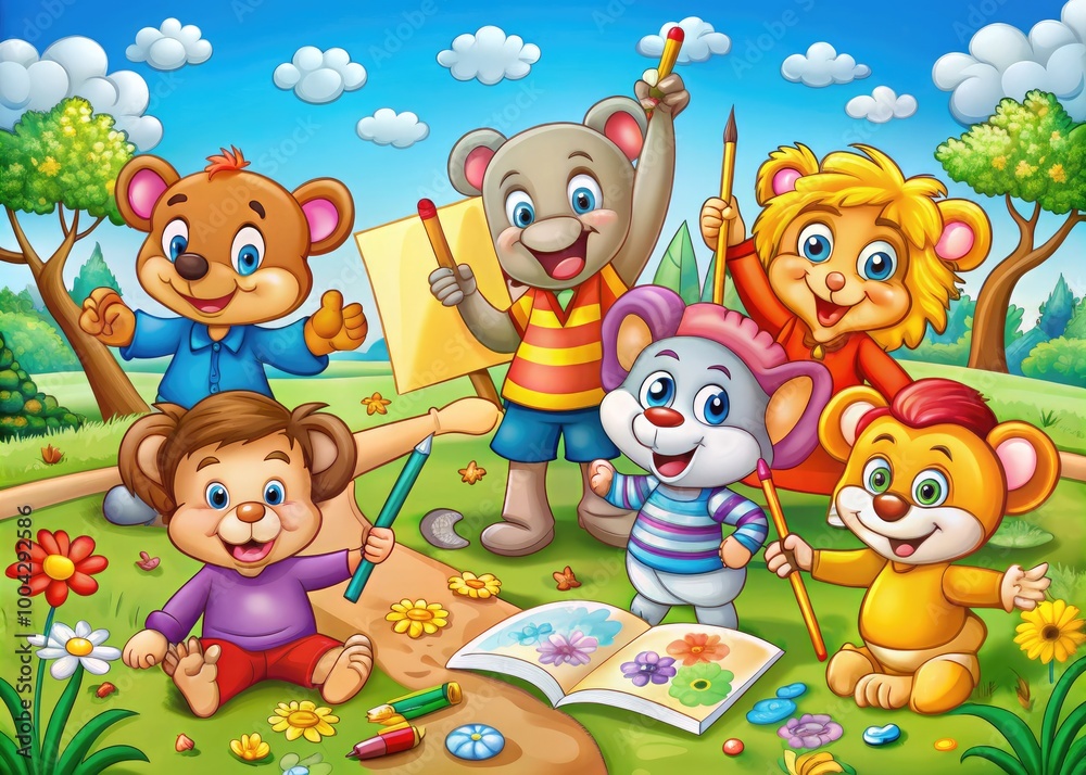 Fototapeta premium Fun and Creative Cartoon Coloring Pages for Kids and Adults to Enjoy and Express Their Imagination