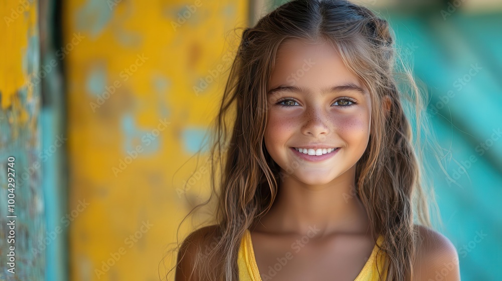 radiant portrait of a joyful young portuguese girl her candid smile captured against a simple background embodying warmth and approachability radiant portrait of a joyful young portuguese girl her candid smile captured against a simple background embodying warmth and approachability