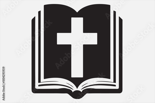 Silhouette of a holy Bible and cross